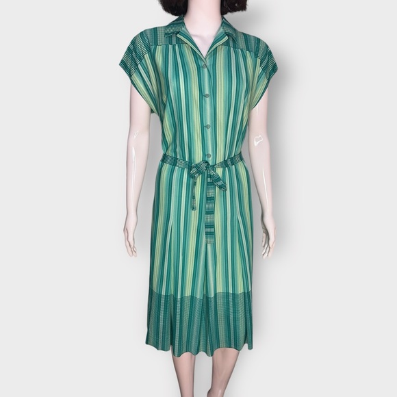 Vintage Late 1970s Wengert by Von Gässler Striped Midi Dress - Picture 2 of 7